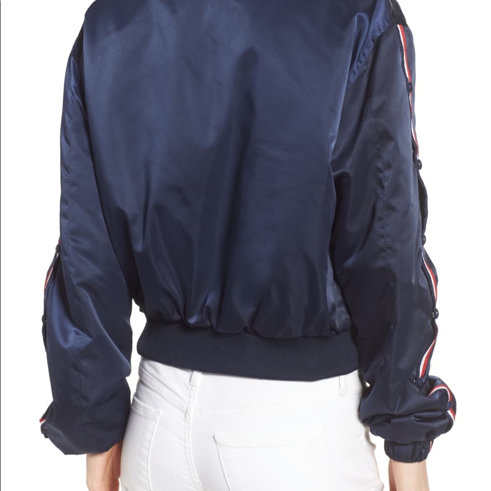 NWT Kendall & Kylie Striped Bomber Jacket in Navy - Picture 3 of 8